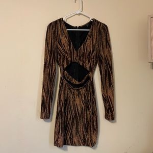 Black and glitter rose gold dress